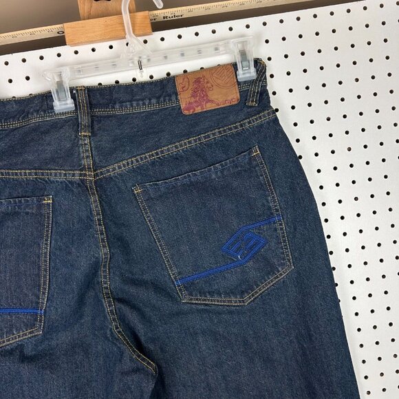 Enyce Y2K Denim Jeans42x32 Embroidered 90s Blue Logo Streetwear Skate Baggy Punk - Picture 3 of 6